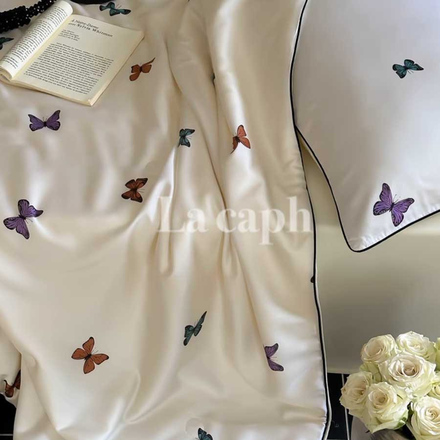 butterfly print quilt & pillow sheets (2colors)