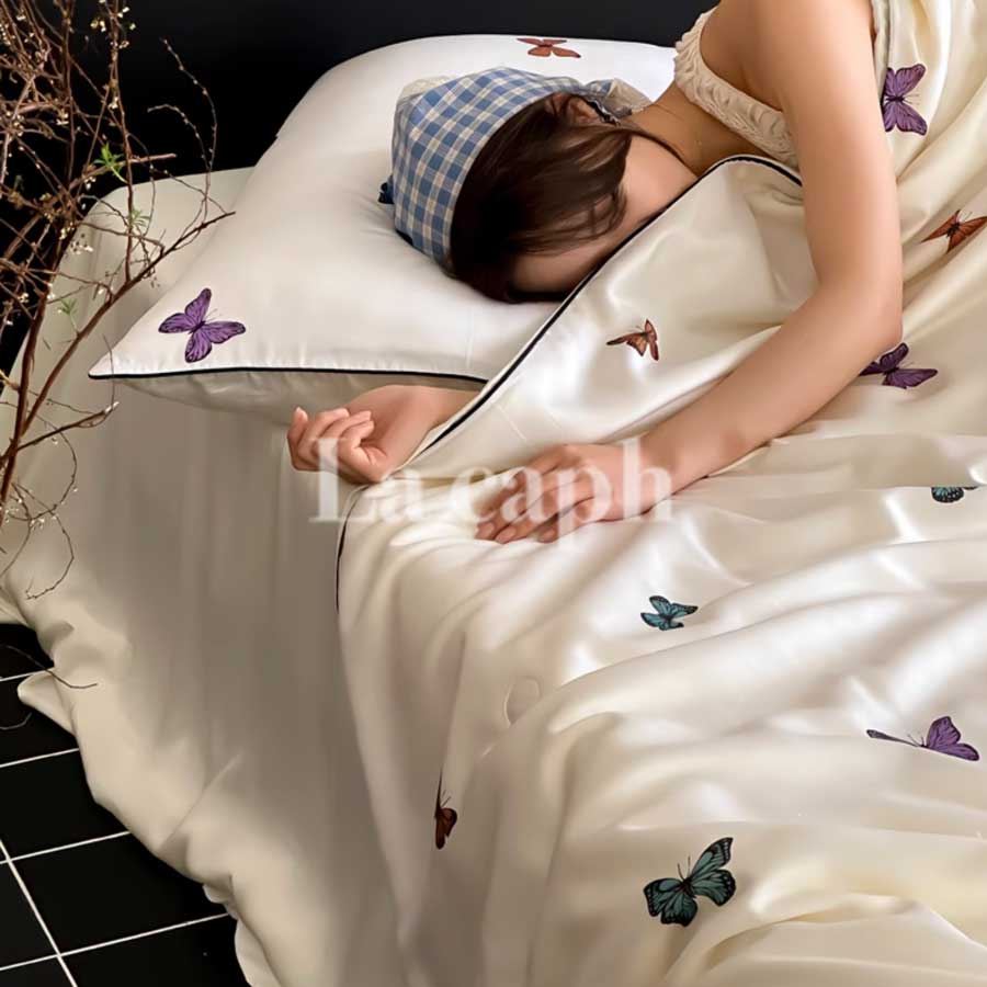 butterfly print quilt & pillow sheets (2colors)