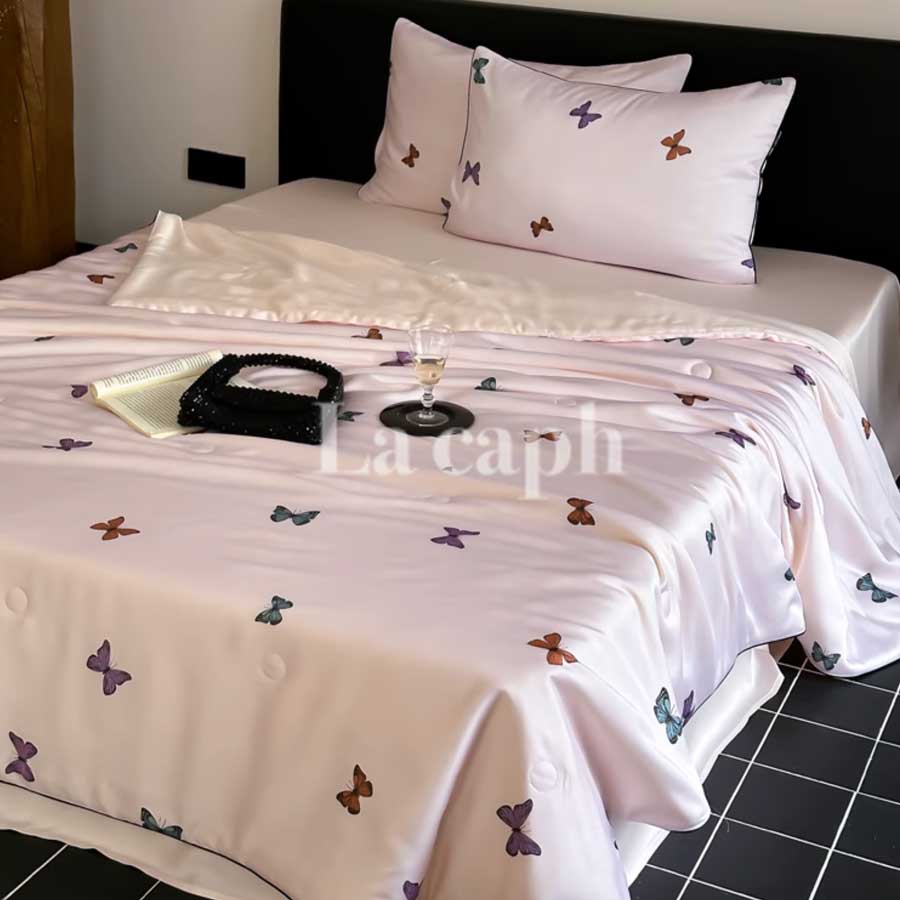 butterfly print quilt & pillow sheets (2colors)