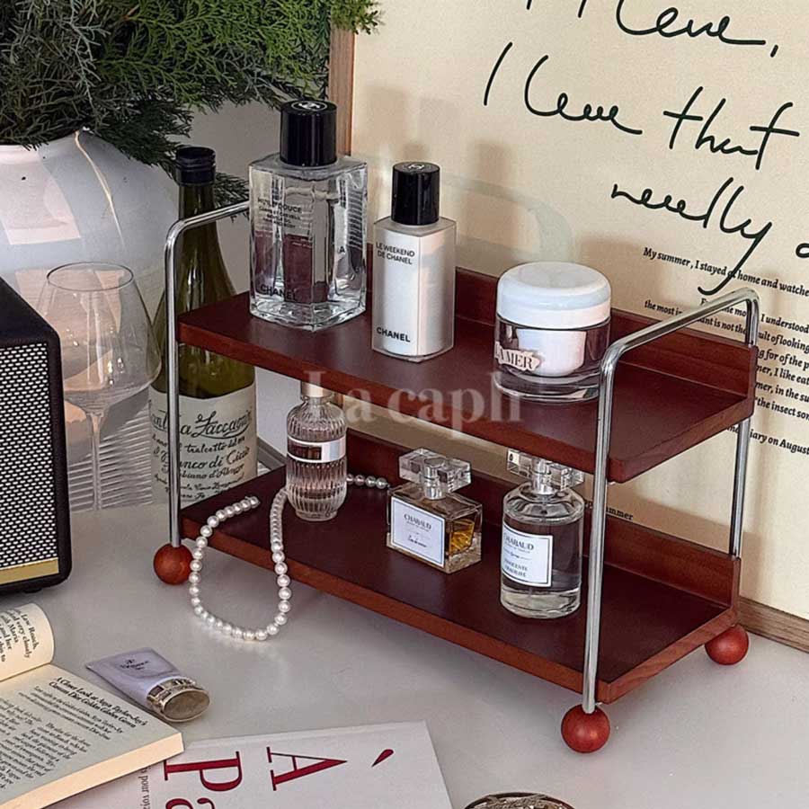 vintage wood tiered rack