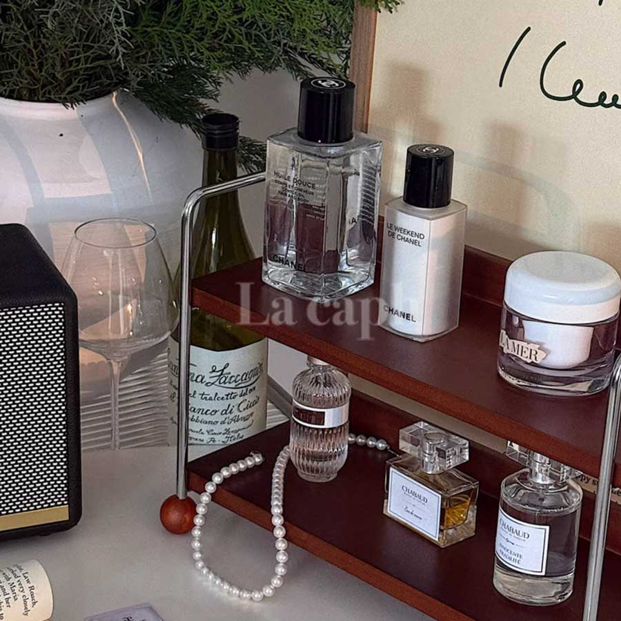 vintage wood tiered rack