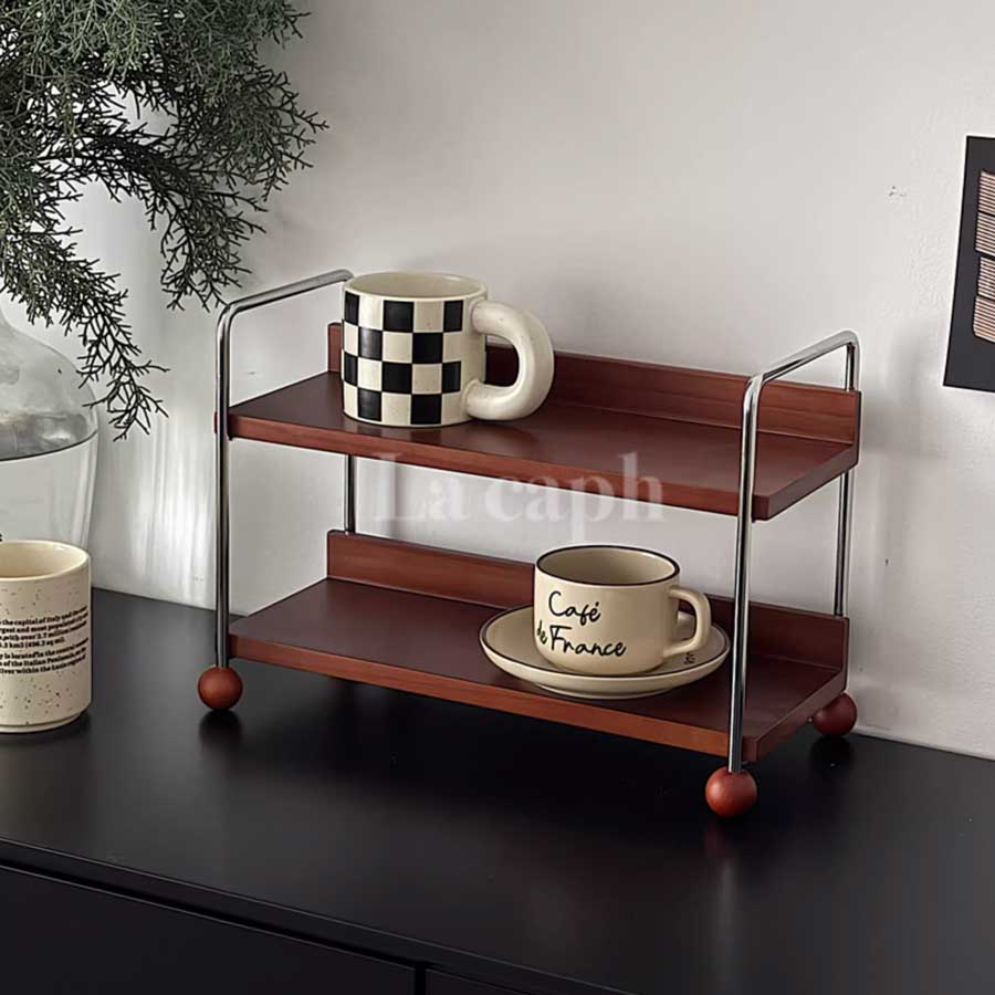 vintage wood tiered rack