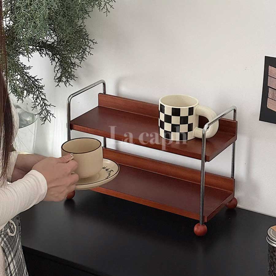 vintage wood tiered rack