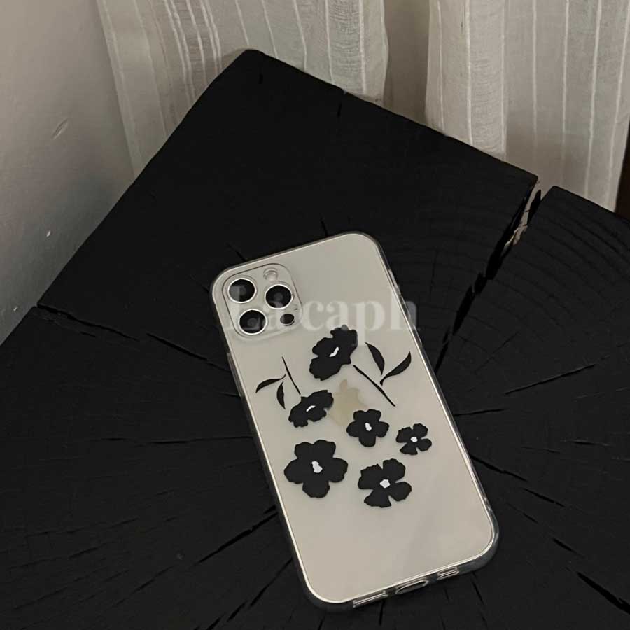 monochrome floral iPhone case