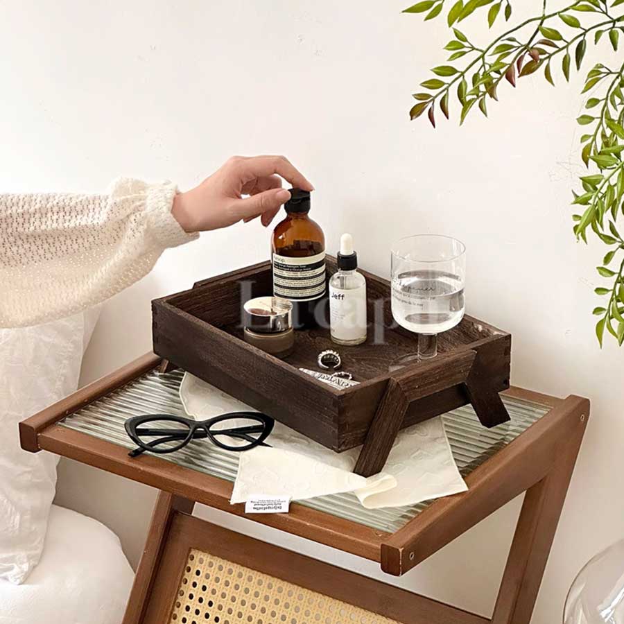 rustic wooden display tray