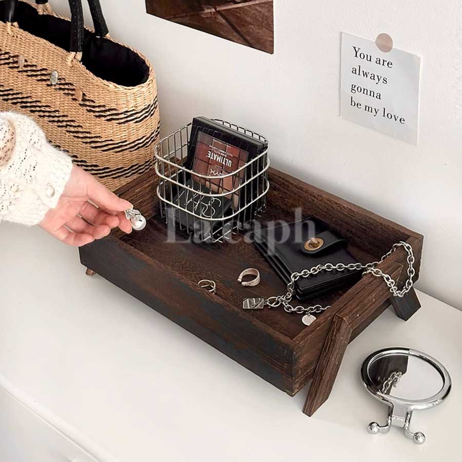 rustic wooden display tray