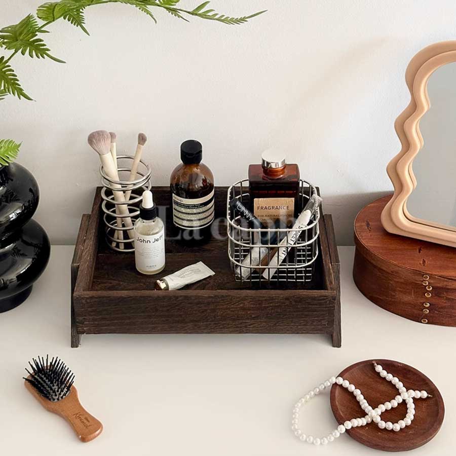 rustic wooden display tray