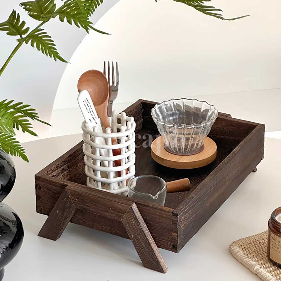 rustic wooden display tray