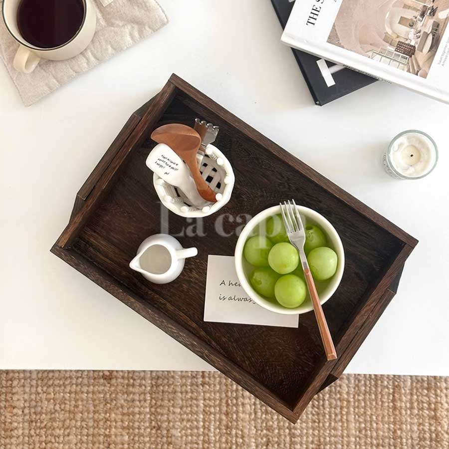 rustic wooden display tray