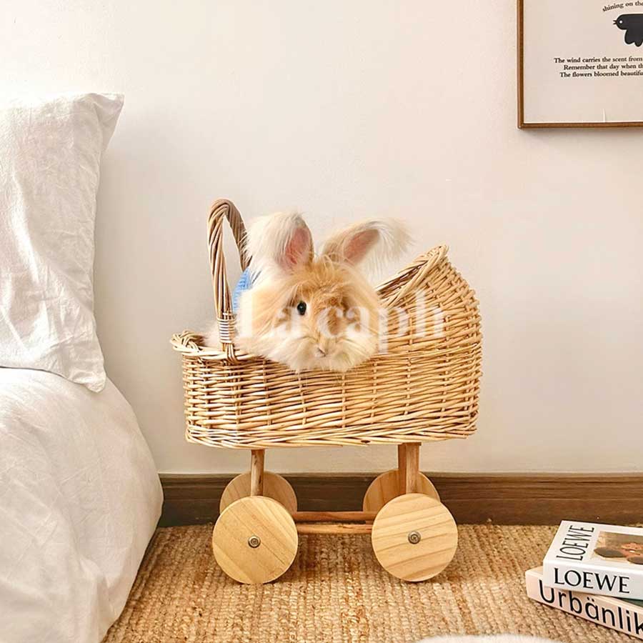 rattan rolling storage basket