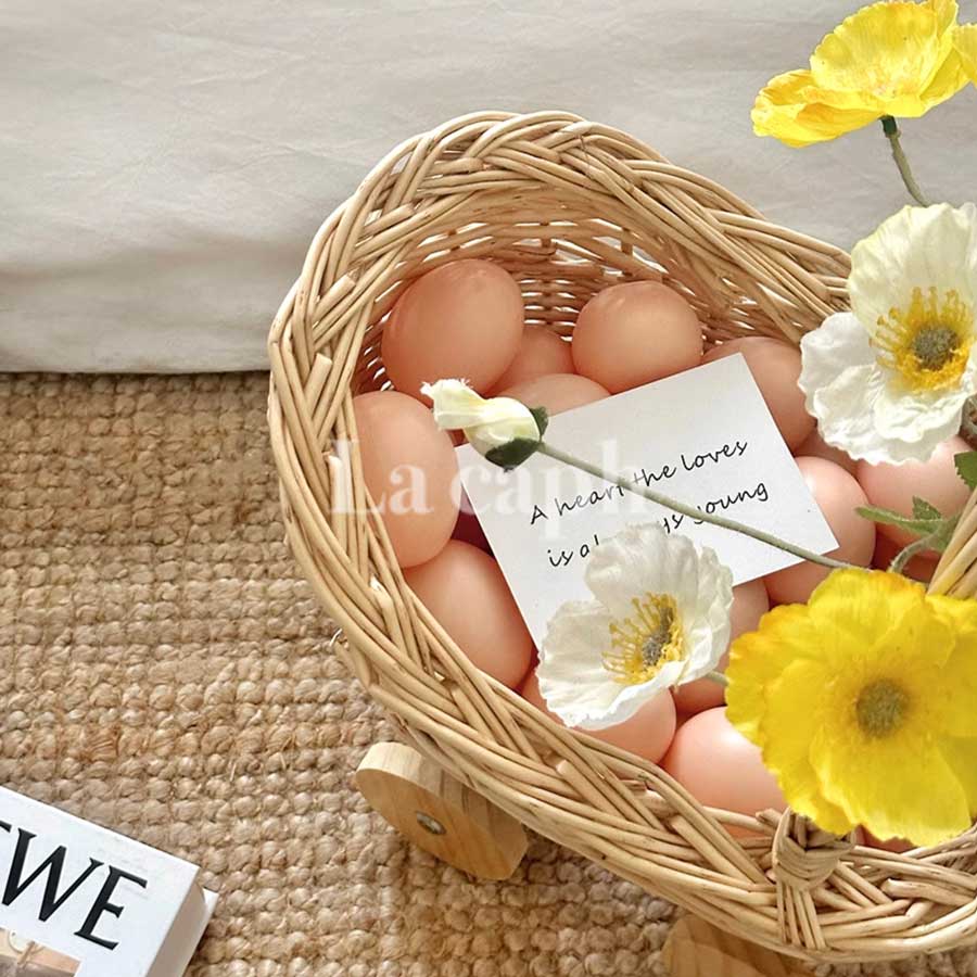 rattan rolling storage basket