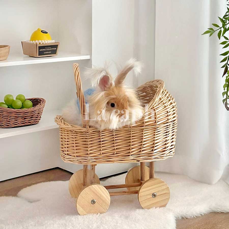 rattan rolling storage basket