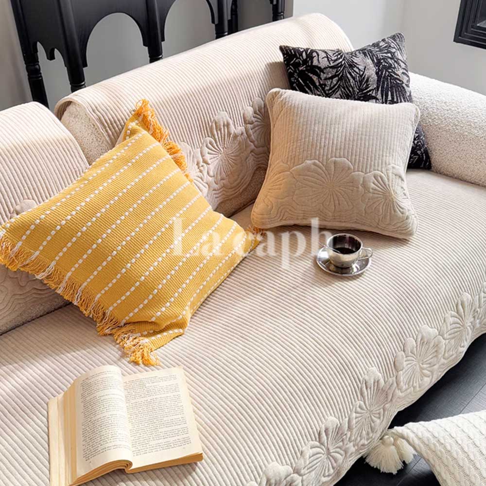 floral quilted sofa cover (3colors)