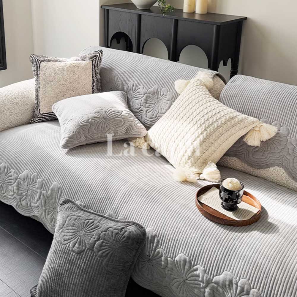 floral quilted sofa cover (3colors)