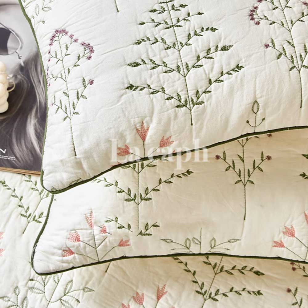 botanical embroidered sofa cover