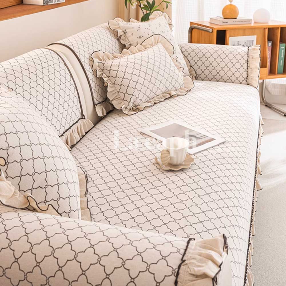 natural frill sofa cover (2designs)