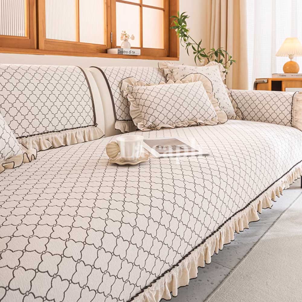 natural frill sofa cover (2designs)