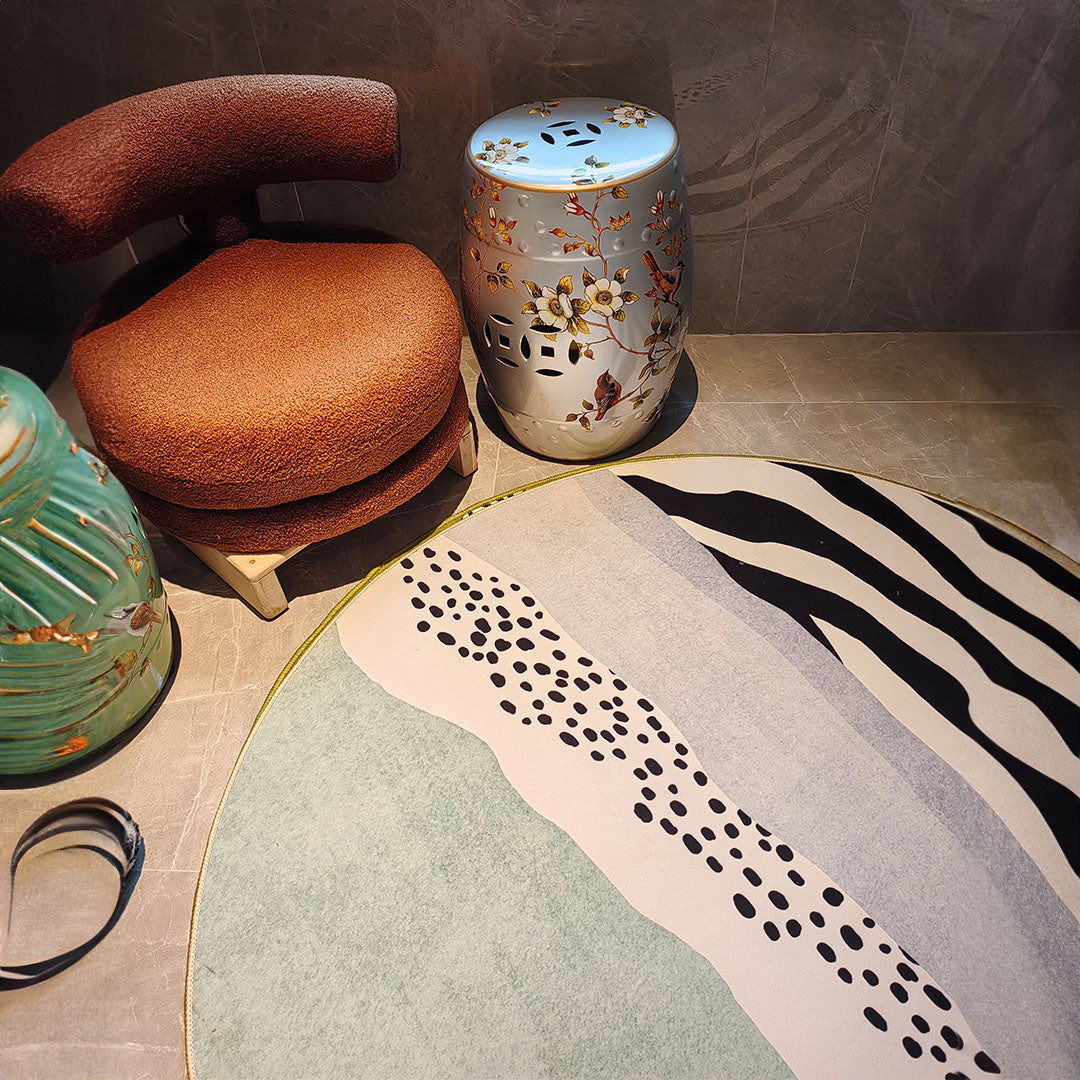 luxury zebra pattern round mat