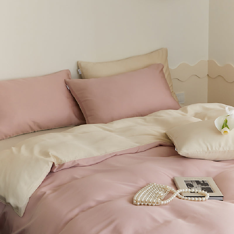 two-tone simple cotton bedlinen set