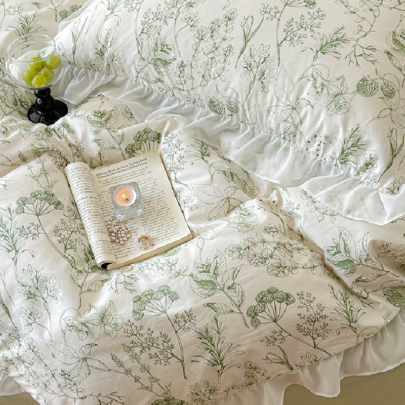 white frill girly bedlinen set