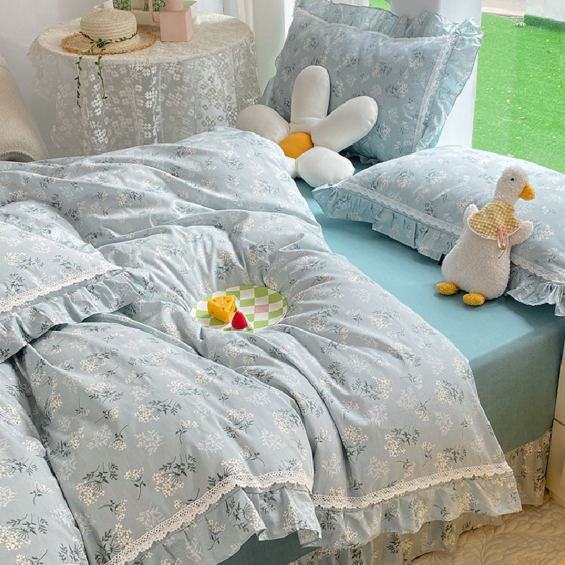 23design flower two-tone frill bedlinen set