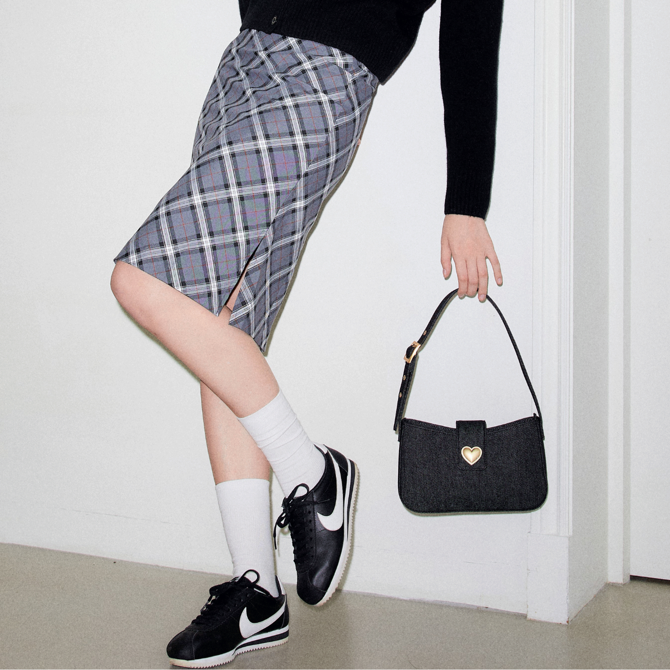 【cosette】heart hobo bag (denim / black denim)