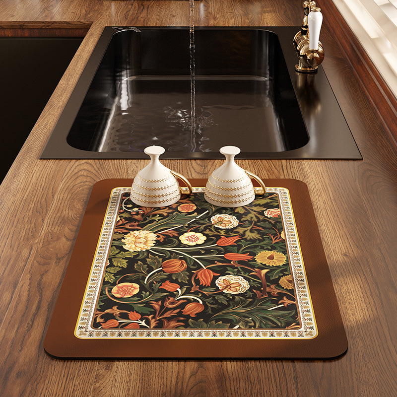 elegant black flower bathroom coaster