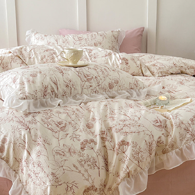 white frill girly bedlinen set