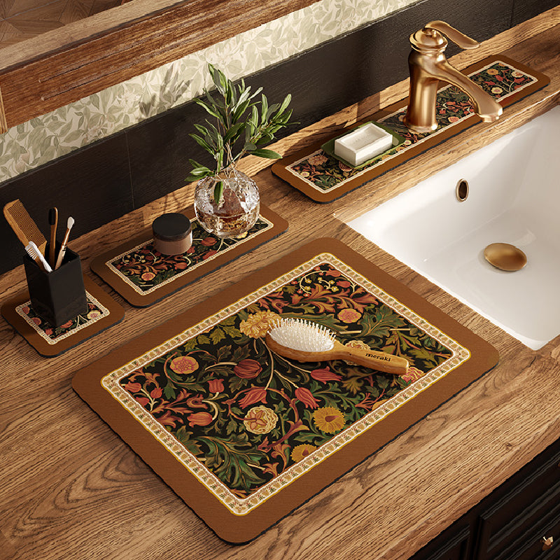 elegant black flower bathroom coaster