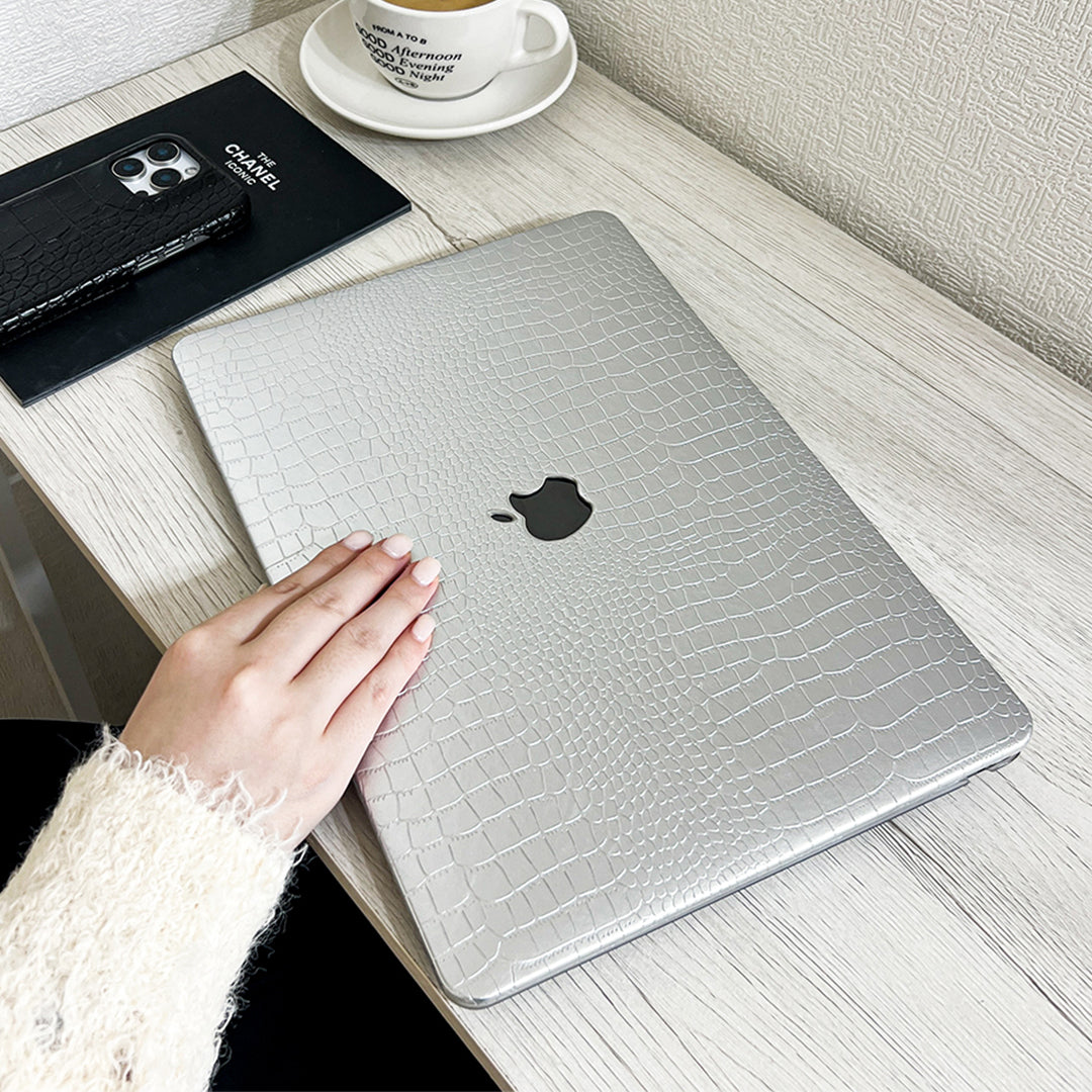 silver crocodile MacBook case