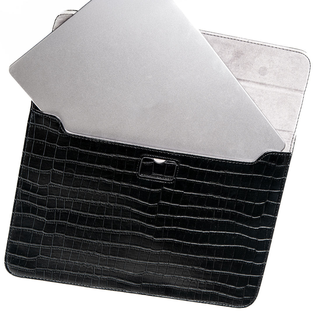 Elegant Croc Sleeve with Built-in Stand (black)