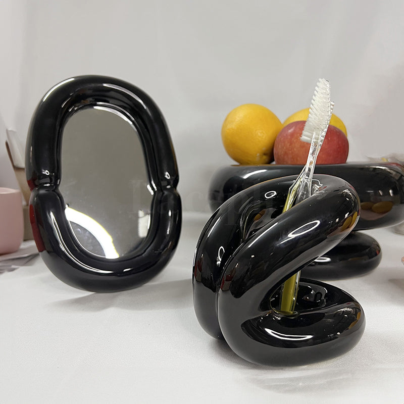 ceramic brush stand & miror (3colors)