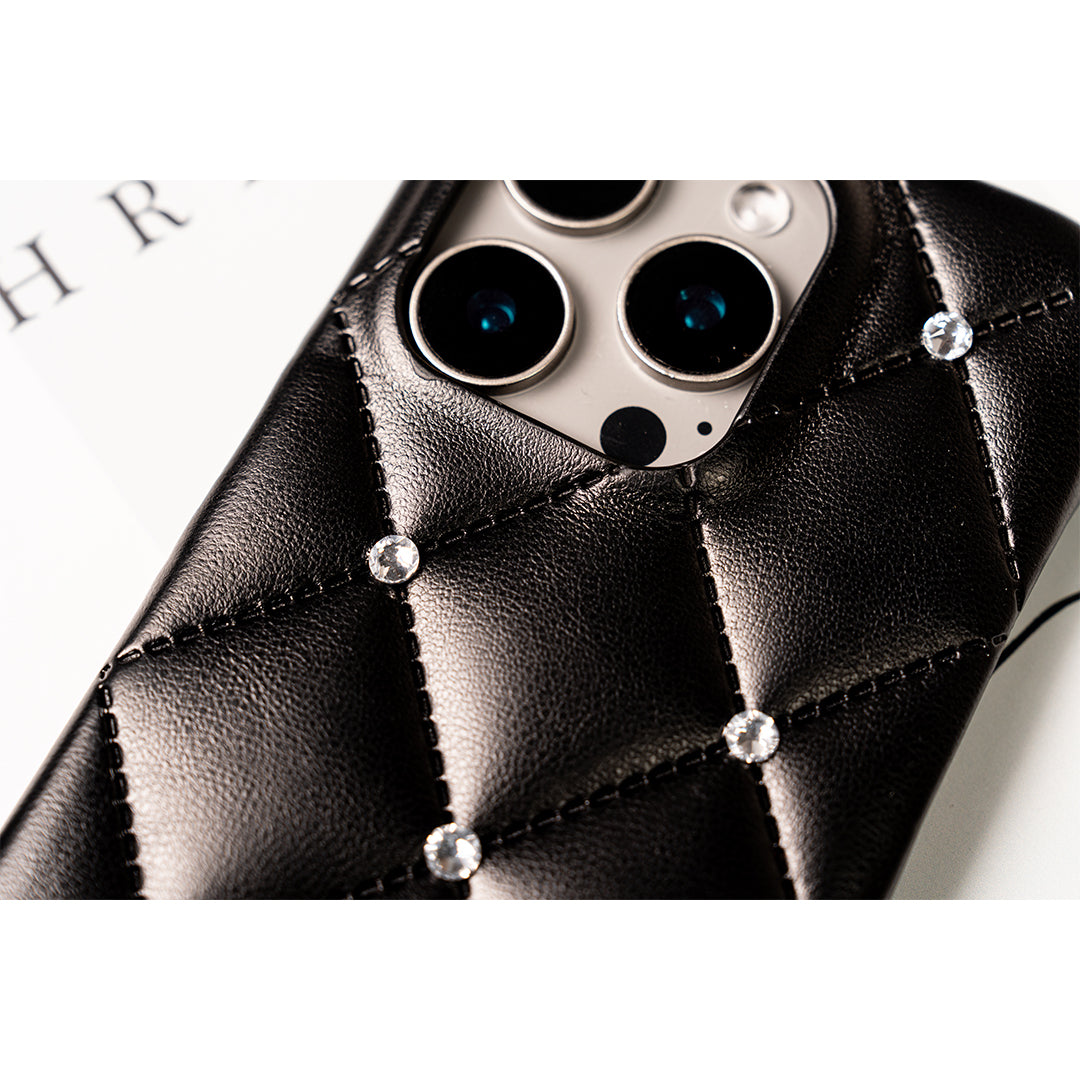 Luxe quilting Crystal stone iPhone case