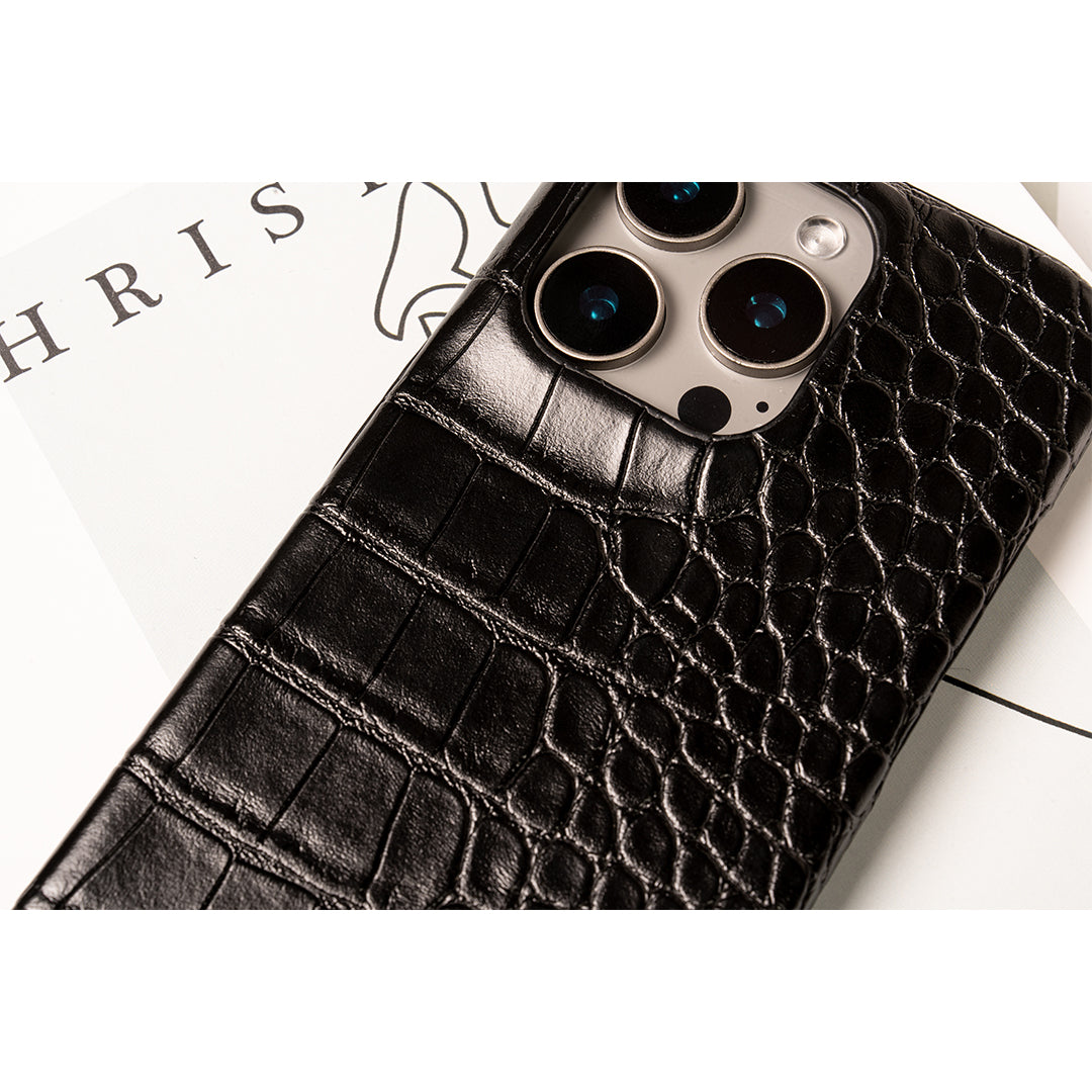 Black Elegant Croc Embossed iphone Case