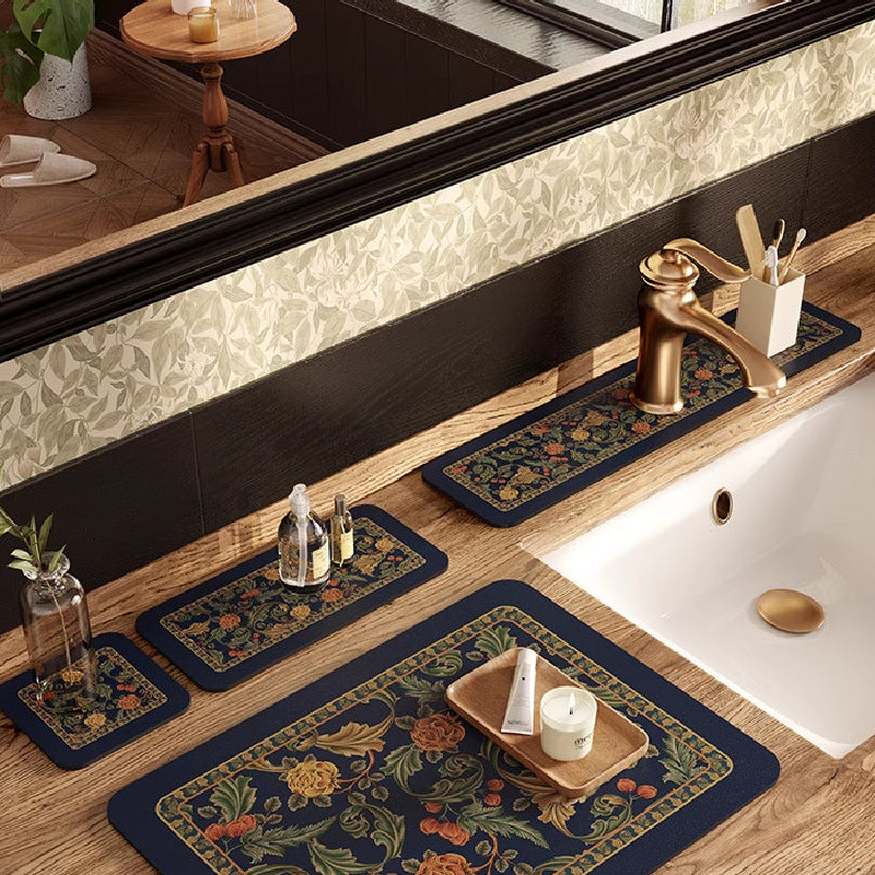 elegant black flower bathroom coaster