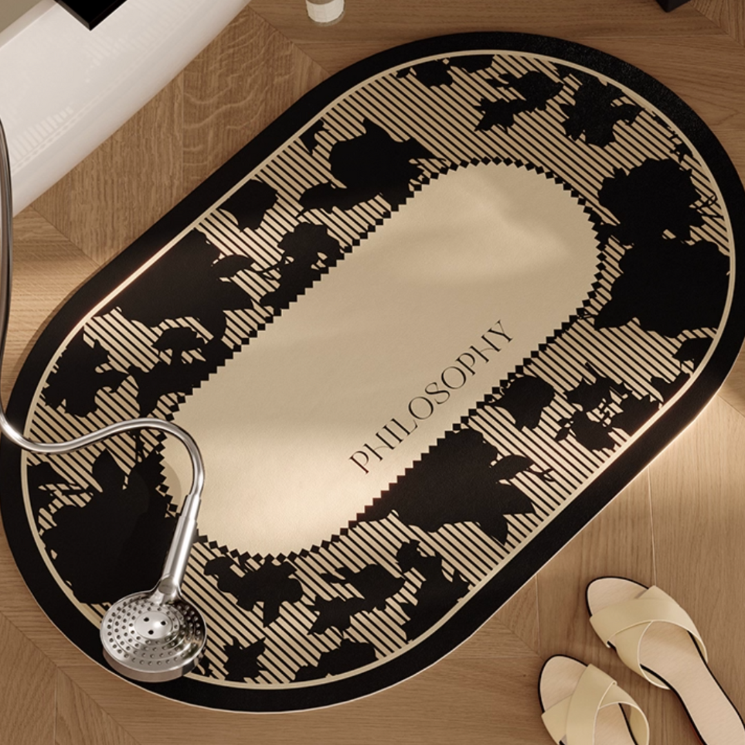 monotone flower bath mat (2design)