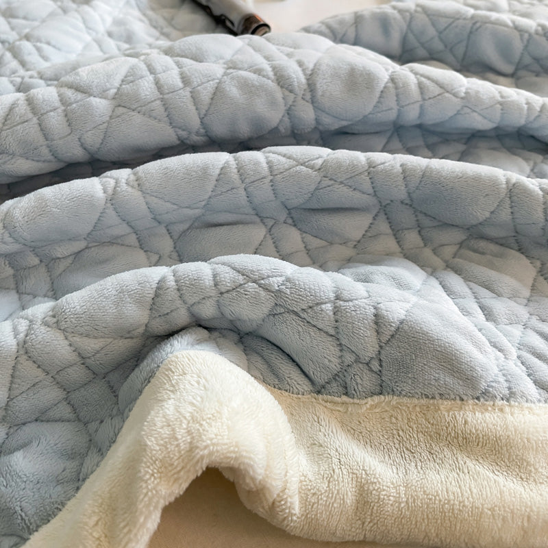 7color block stitch velvet quilt