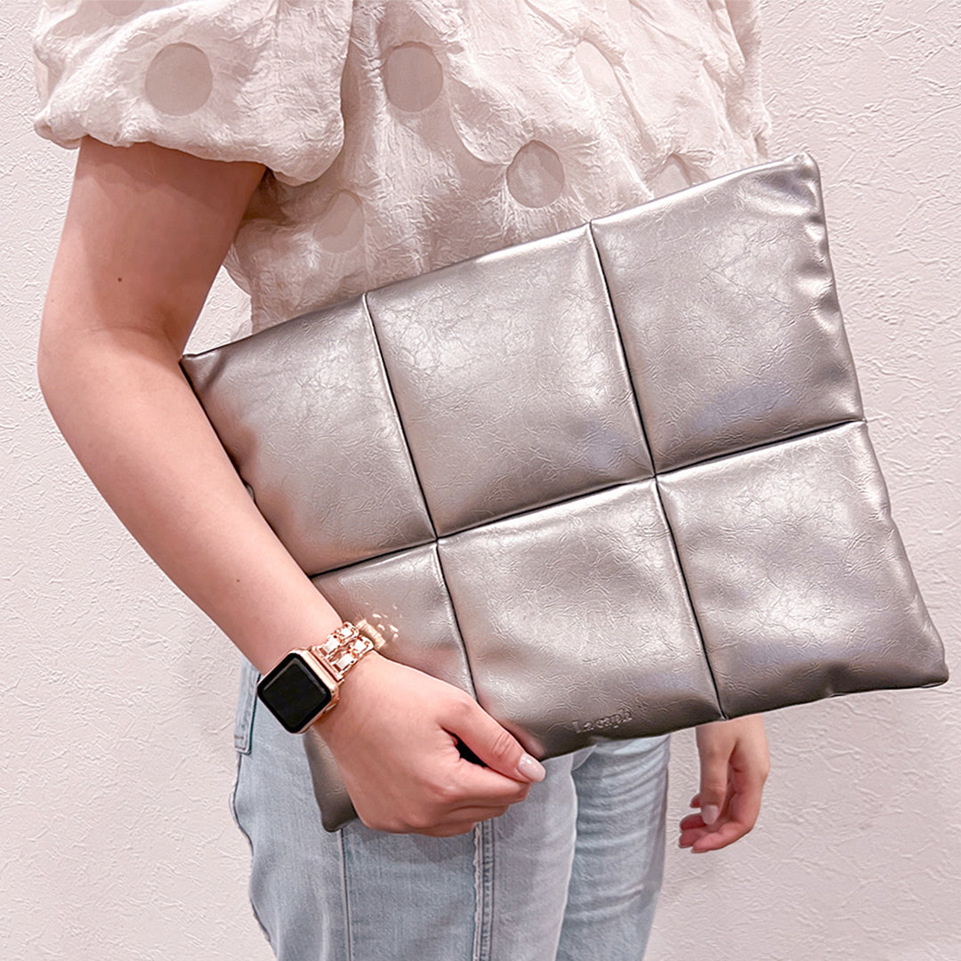 metallic silver PC Clutch