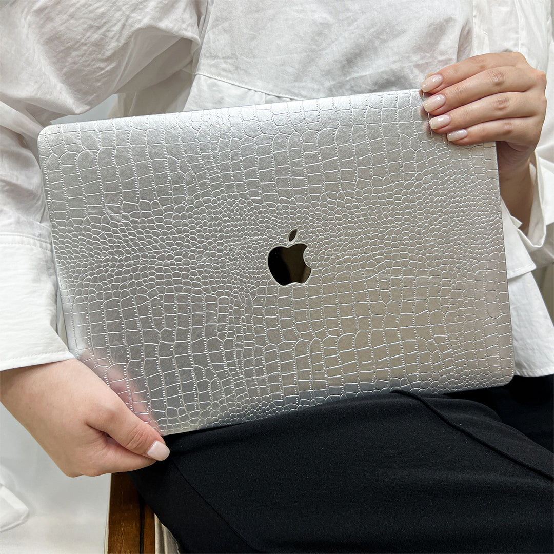 silver crocodile MacBook case