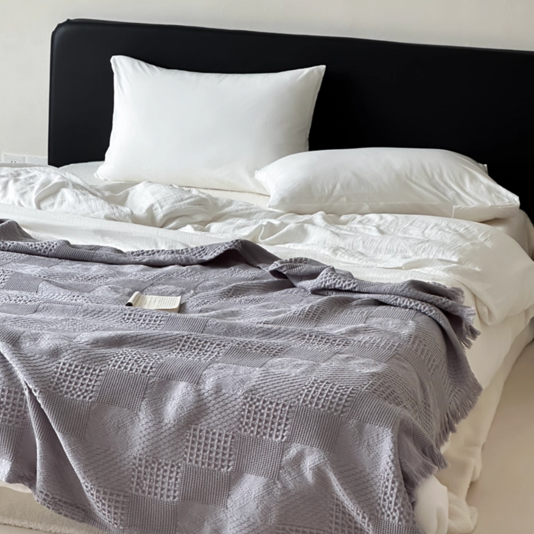 soft waffle tassel blanket (4colors)