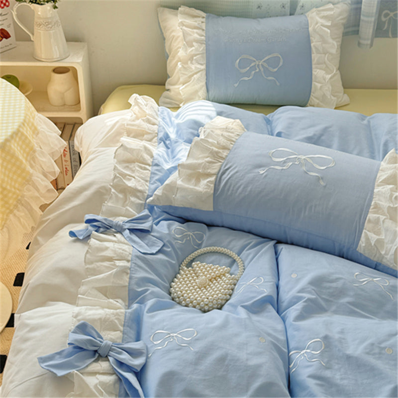 4color frill ribbon bedlinen set