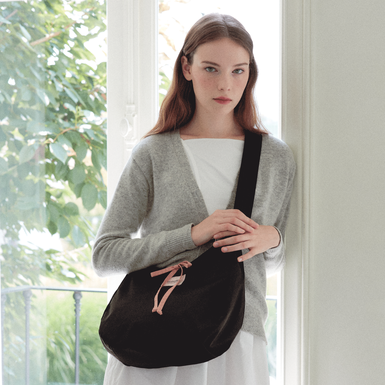 【cosette】nylon cross bag (balck string / pink string)
