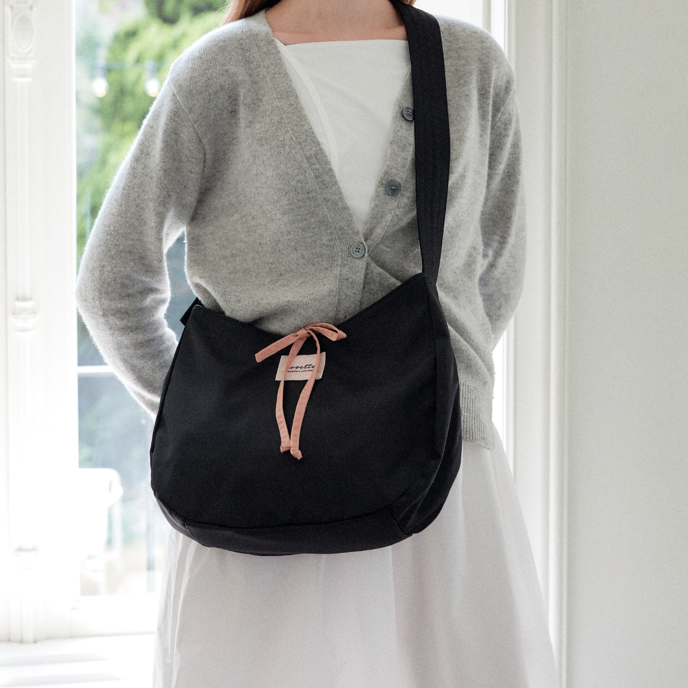 【cosette】nylon cross bag (balck string / pink string)