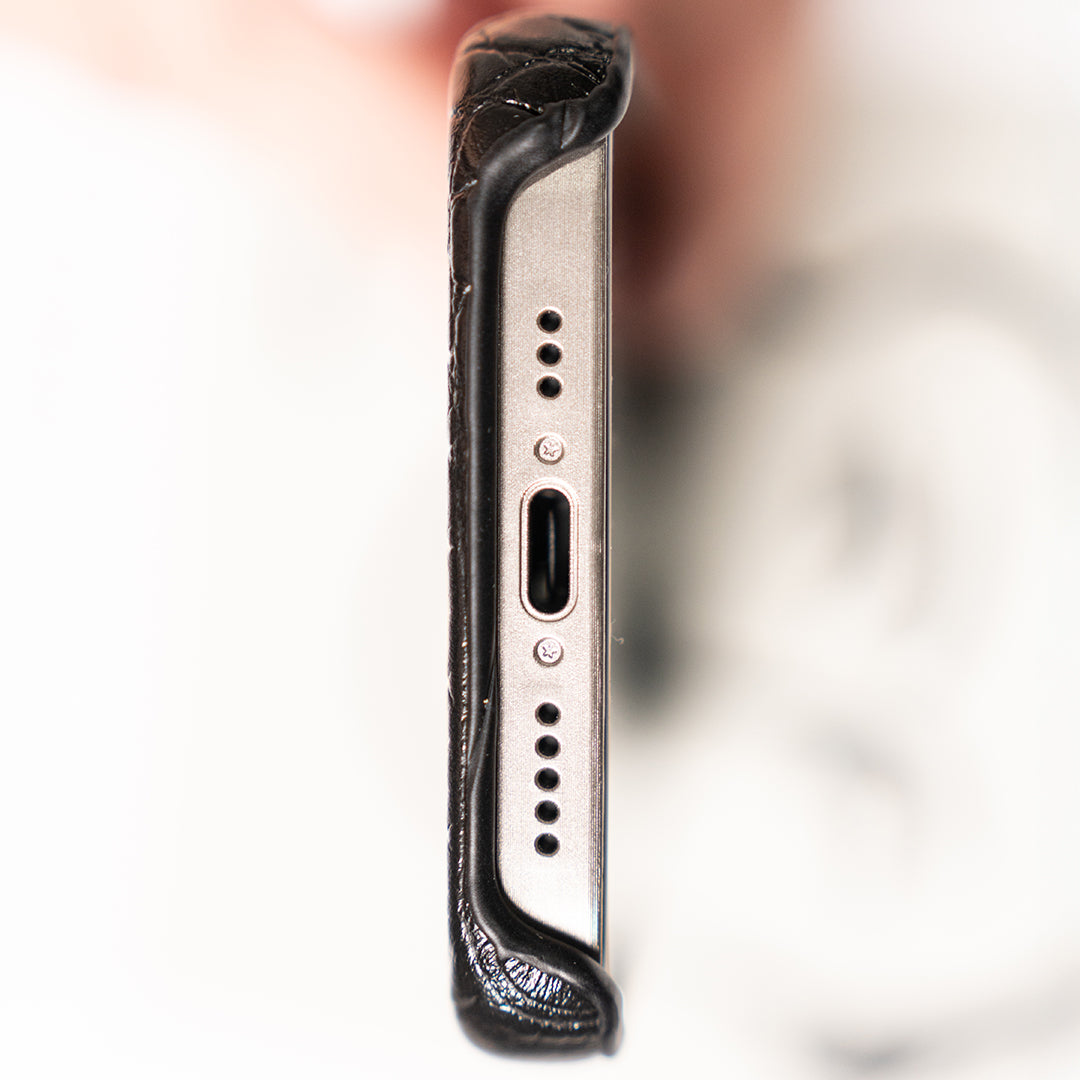 Black Elegant Croc Embossed iphone Case
