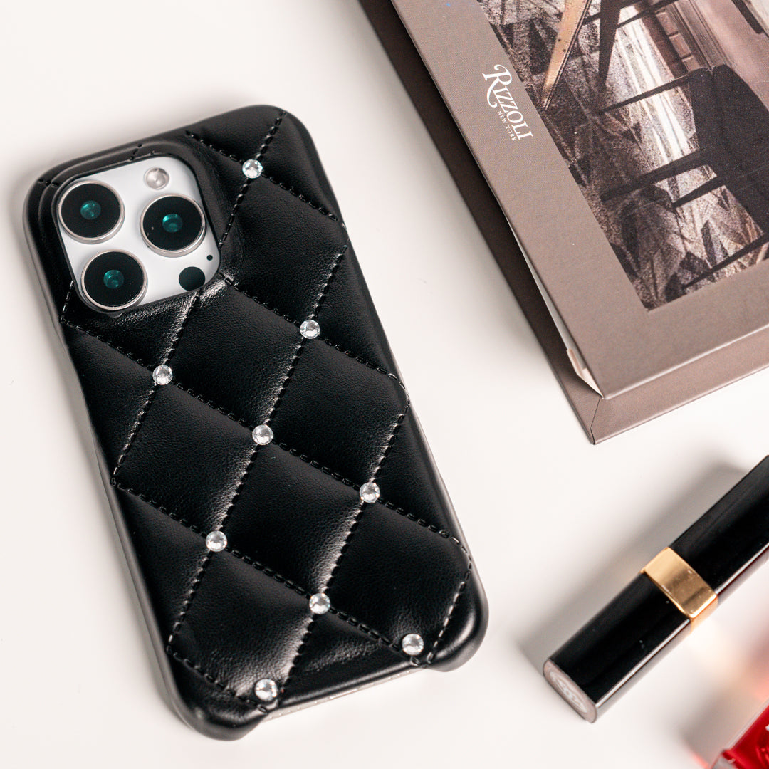 Luxe quilting Crystal stone iPhone case