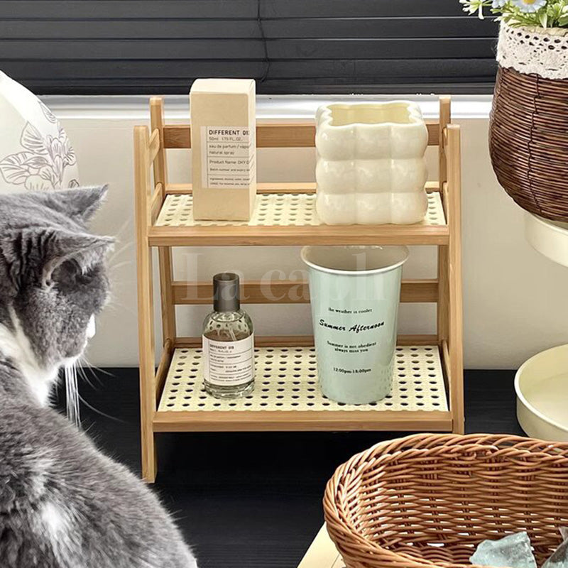 natural rattan storage rack
