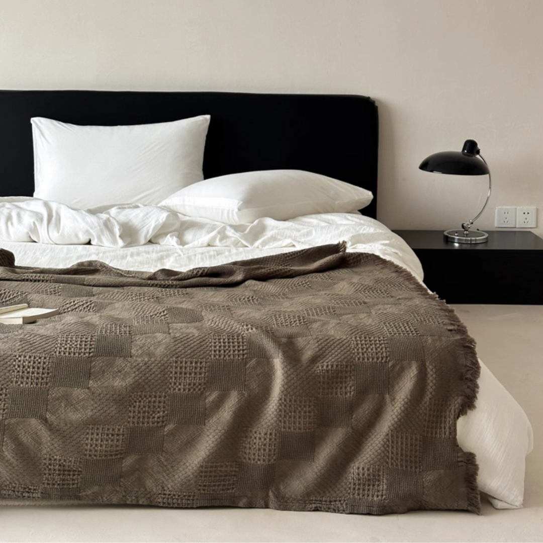 soft waffle tassel blanket (4colors)