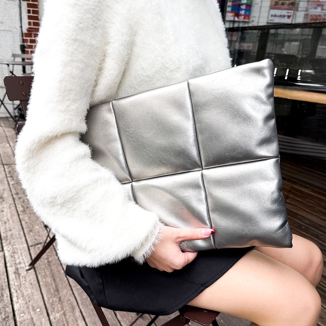 metallic silver PC Clutch