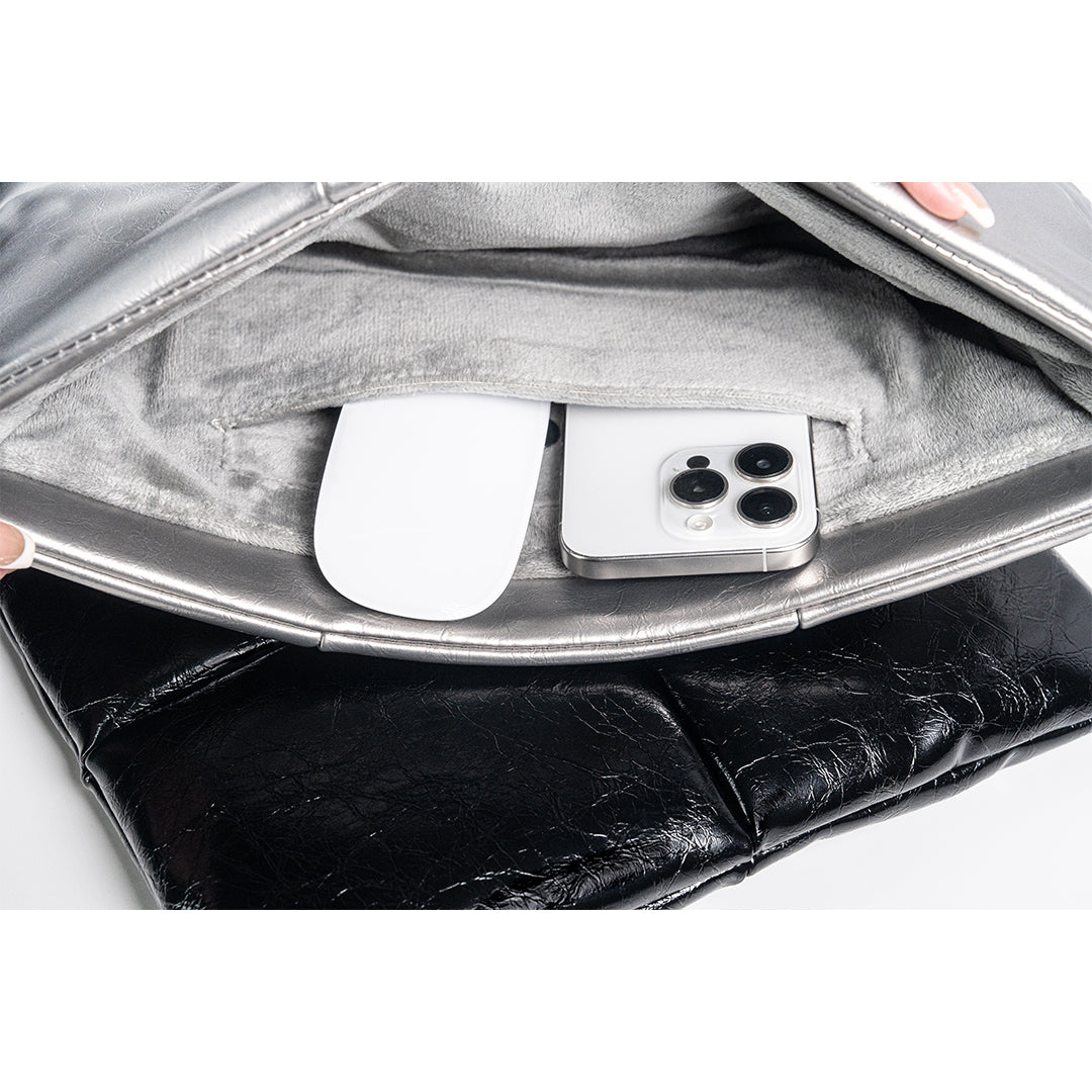 metallic silver PC Clutch