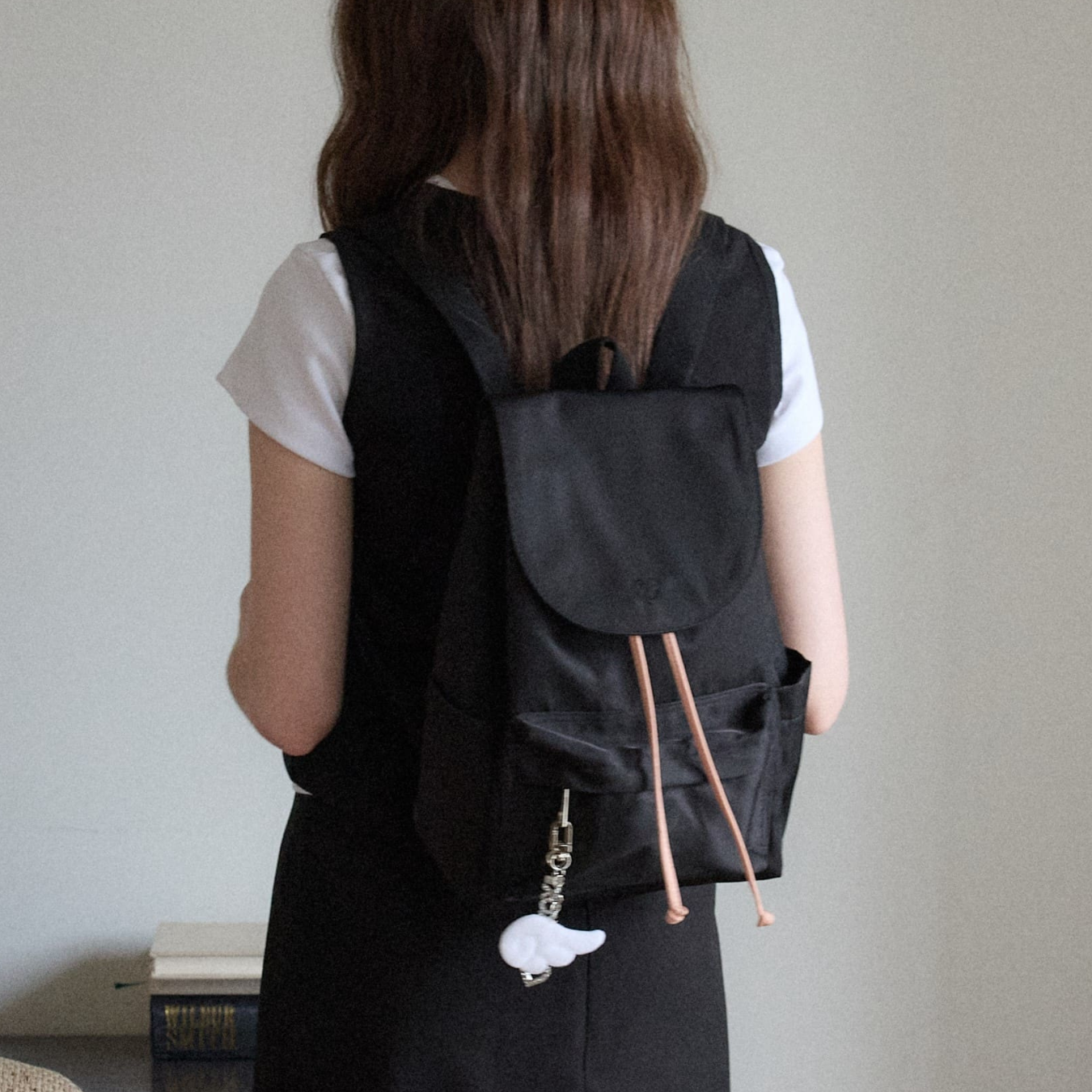 【cosette】nylon backpack (black string / pink string)